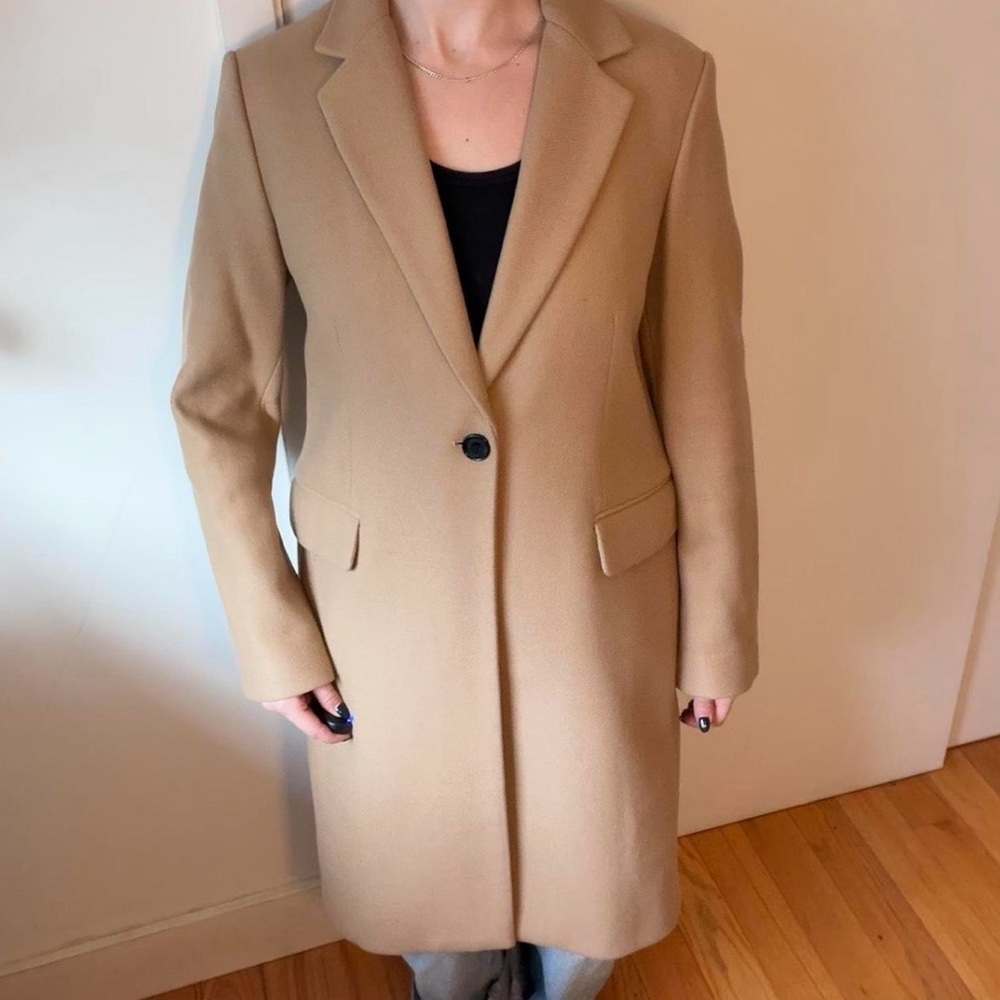 Zara Camel Tan Wool Blend Coat M Manteco Italian